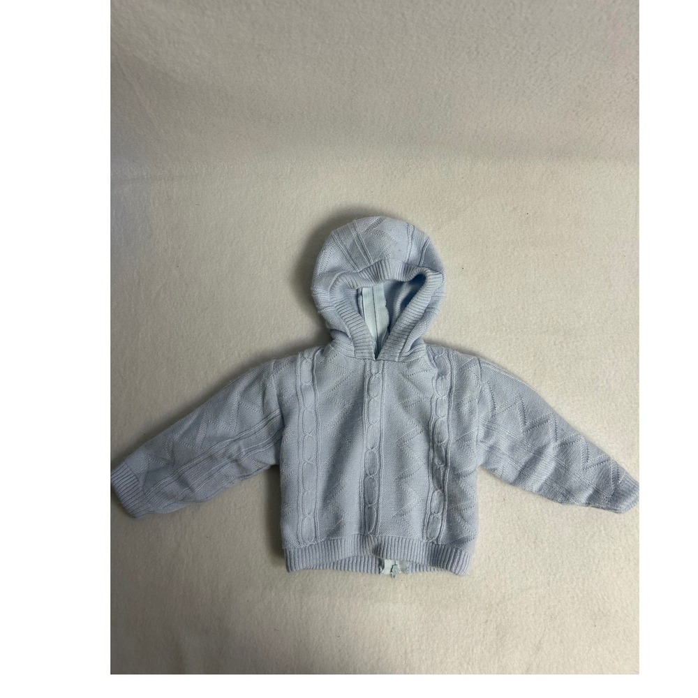 Vintage Carriage Boutiques‎ Baby 6M Light Blue Cable Knit Zip Hooded Sweater